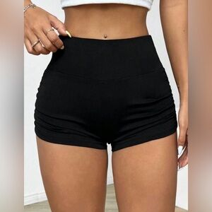 High-Waisted Black Women's Swim Shorts